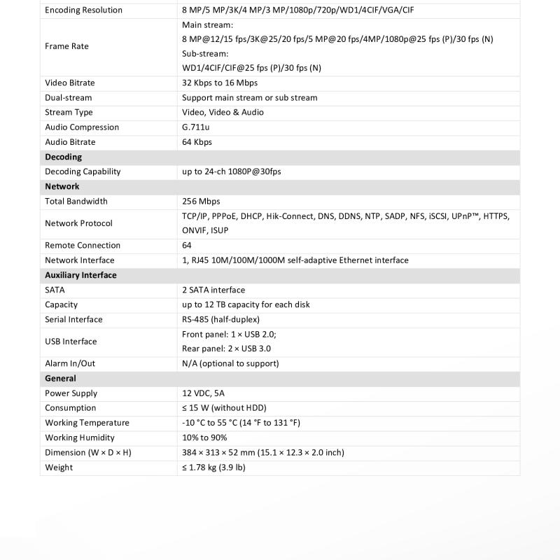 جهاز تسجيل كاميرات DVR هيكفيجن 8 قنوات 8MP AcuSense -