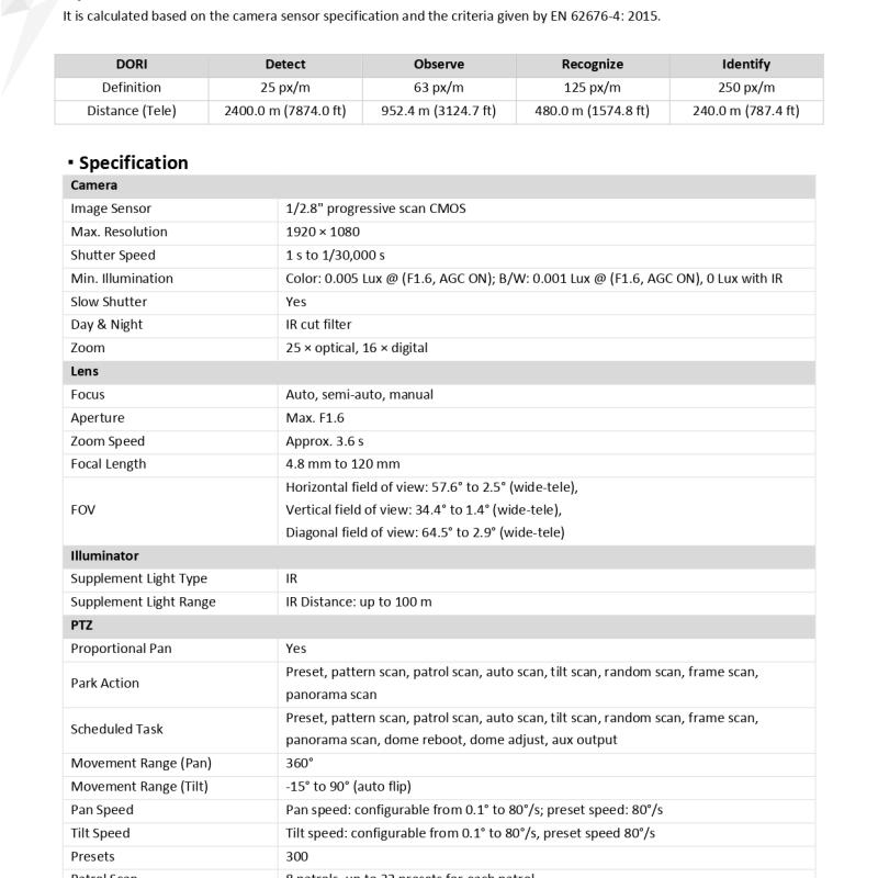 كاميرا 2 ميقا PTZ تدوير كامل