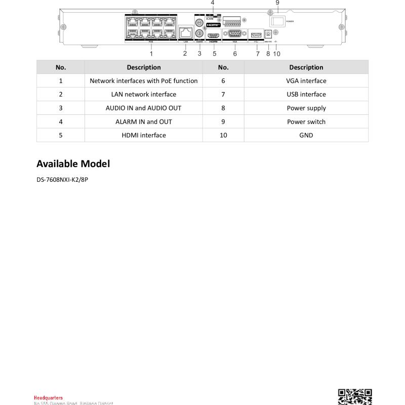 جهاز تسجيل شبكي ذكي NVR هيكفيجن 8 قنوات PoE AcuSense (2 هارد)